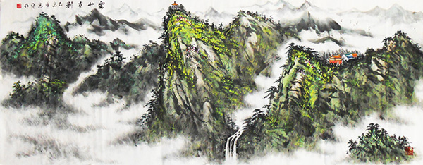 黄忠平作品《云山古刹》