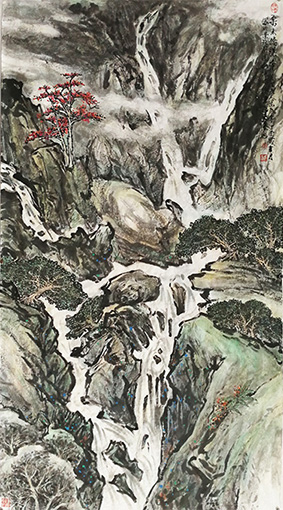 栗木桥瀑布179cm×97cm
