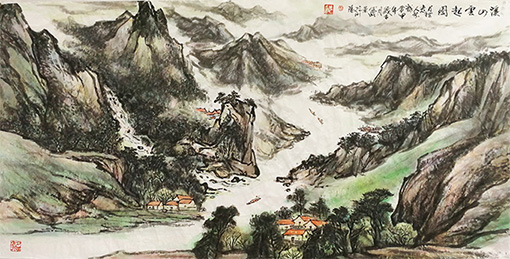 溪山云起图139cm×70cm