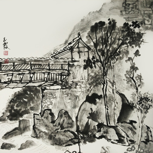 《九寨沟写生1》2016年尺寸40×40cm 樊玉霞