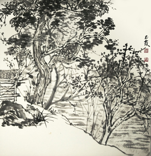 《九寨沟写生2》2016年尺寸40×40cm 樊玉霞