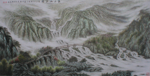 《溪山幽居图》133×67cm