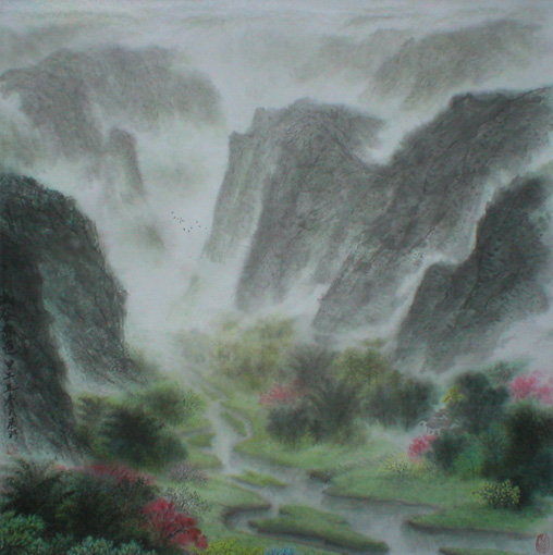 《幽谷春色》67×67cm