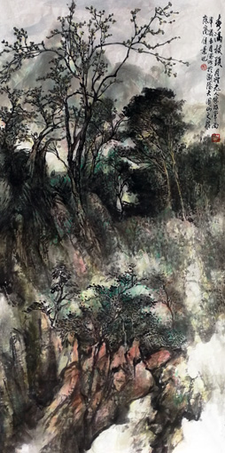 《春满枝头》139cm×70cm 《春满枝头》139cm×70cm