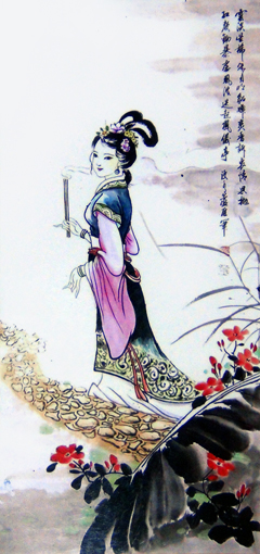 卢成仕作品——《貂蝉拜月》136cm×68cm 卢成仕作品——《貂蝉拜月》136cm×68cm