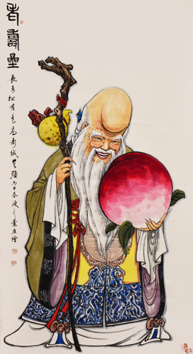 卢成仕作品——《老寿星》136cm×68cm 卢成仕作品——《老寿星》136cm×68cm