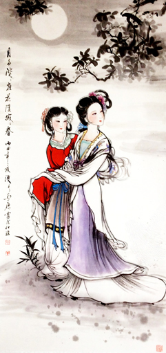 卢成仕作品——《仕女图》136cm×68cm 卢成仕作品——《仕女图》136cm×68cm