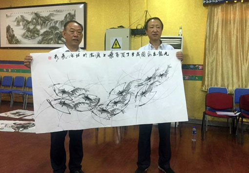 著名书画家冉凤岭老师与盛基艺术学校校长、党支部书记荆跃 著名书画家冉凤岭老师与盛基艺术学校校长、党支部书记荆跃