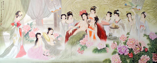 闫海民工笔画《金陵十二钗》360cm×140cm 闫海民工笔画《金陵十二钗》360cm×140cm