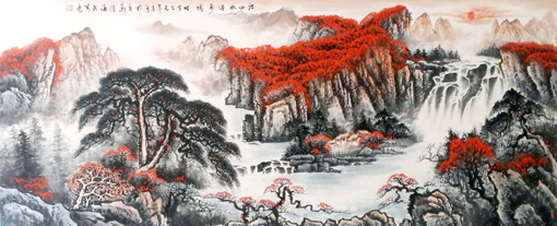 闫海民国画《江山如此多娇》360cm×140cm 闫海民国画《江山如此多娇》360cm×140cm