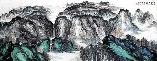 杜福生《天荒地老无枯荣》180×70cm