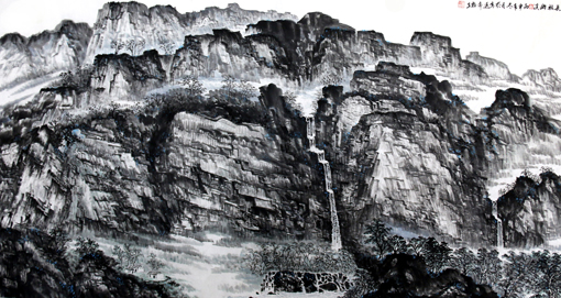 杜福生《长林幽溪》180×97cm