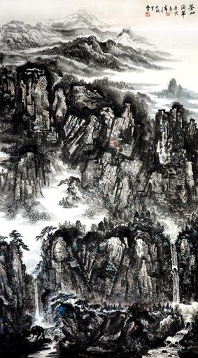 杜福生《苍山滴翠》180×97cm