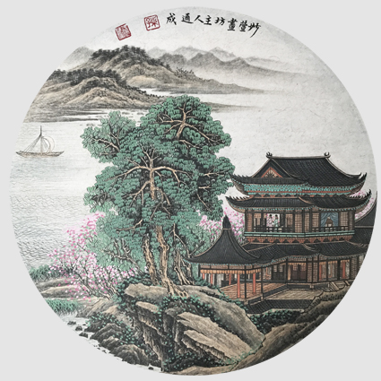 《层楼春眺》50x50cm