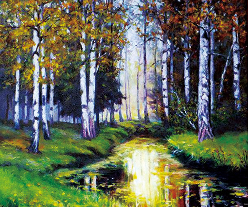 《一溪金色》50×60cm 2014年