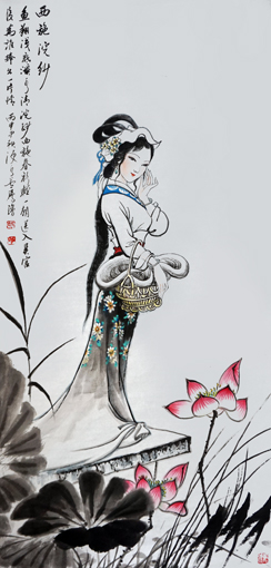 卢成仕作品——《西施浣纱》 136cm×68cm 卢成仕作品——《西施浣纱》 136cm×68cm