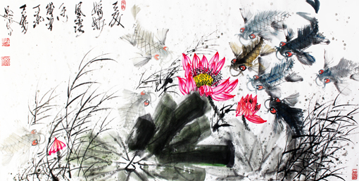 杨涛作品 《天放娇娆风露香》（136cm×68cm)