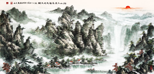 张文山作品《得山水清气极天地大观》规格：200cmx70cm（新）