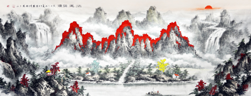 张文山作品《鸿运当头》规格：240cmx87cm