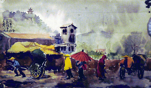 《雨淋山城》（张家口速写）