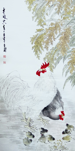 刘当财作品《丰收大吉》规格：138x68cm