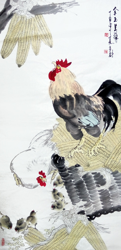 刘当财作品《金玉呈祥》规格：138x68cm