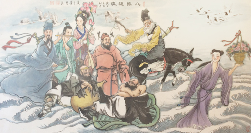 卢成仕作品——《八仙过海》184cm×92cm