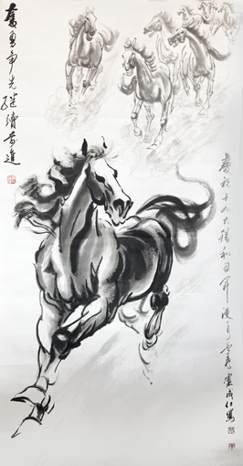 卢成仕作品——《奋勇争先》136cm×68cm