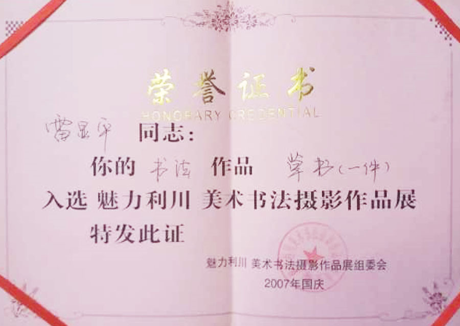 《入选魅力利川美术书法摄影作品展》