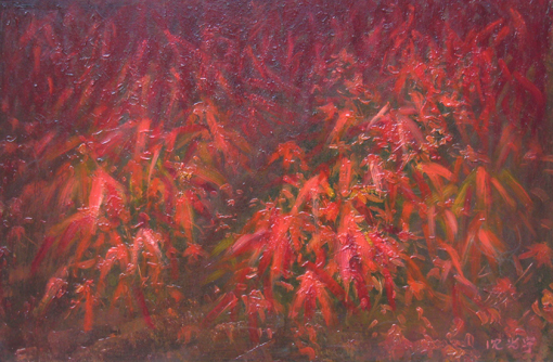 沈光宇作品《中国红系列之秋韵》规格：55x70cm