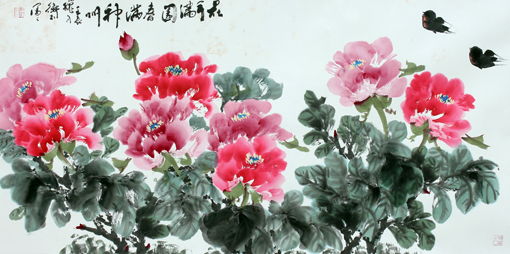 花开满园春满神州68cmx136cm 花开满园春满神州68cmx136cm