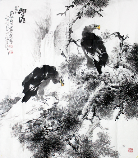 《双鹰图》124cmX128cm