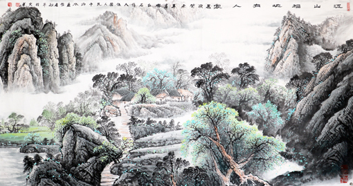《江山福地有人家》规格:138cmx70cm 《江山福地有人家》规格:138cmx70cm