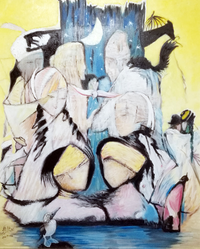油画《人生密码》80x100cm