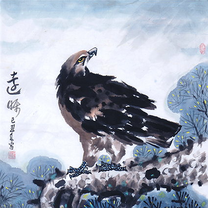 胡振汉作品名称：《远瞩》尺寸：斗方作品润格：12000元每平尺