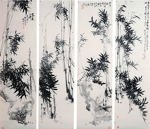 《风静雨露》 185X48cmX3