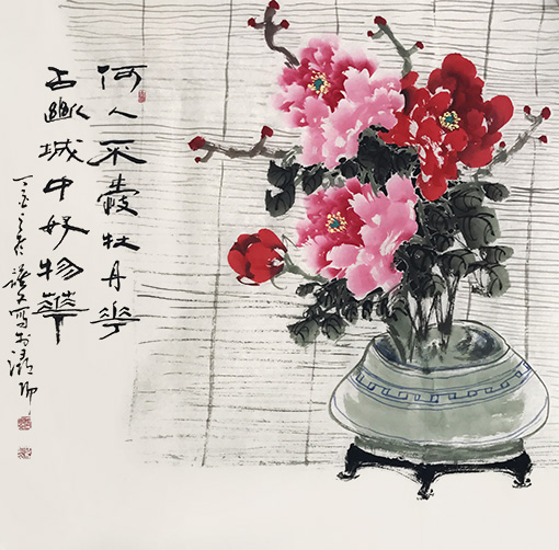 《何人不爱牡丹花 占断城中好物华》规格:68x68cm 《何人不爱牡丹花 占断城中好物华》规格:68x68cm