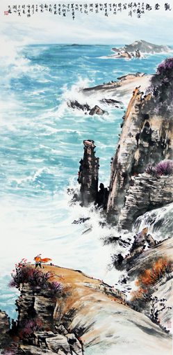 《观沧海》规格:68x138cm 《观沧海》规格:68x138cm