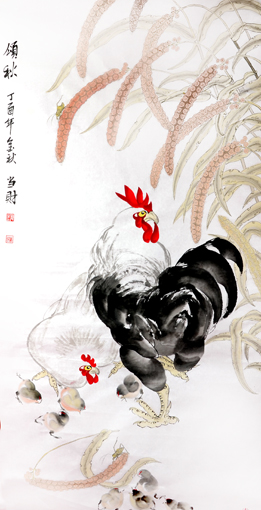 刘当财作品《颂秋》规格：138x69cm