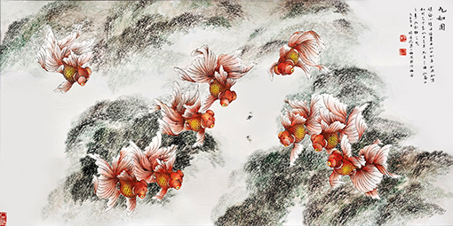 《九如图》 136cm×67cm 2008年