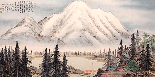 《美国雷尼尔雪山》 68cm×133cm 2009年