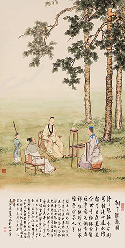 《桐下听琴图》 133cm×66cm 2012年