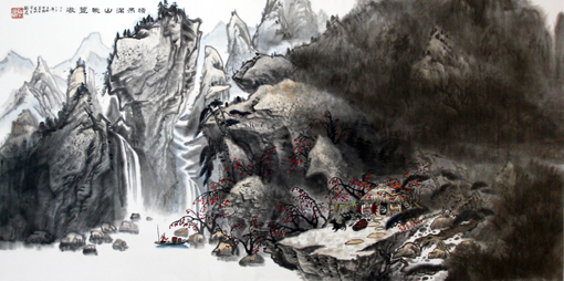 《硕果满山眺丰收》 68x136cm 《硕果满山眺丰收》 68x136cm