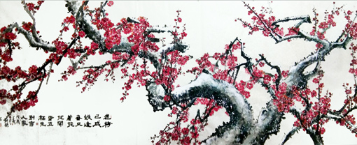《梅花》规格：135cmx365cm 价格：1800元