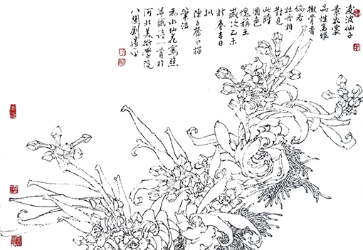 《水仙花》凌波仙子素衣裳，品性高雅彻骨香，倘若牡丹相对见，此时国色愧称王！