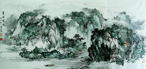 《香溪晴岚》规格：69×138㎝ 价格：面议