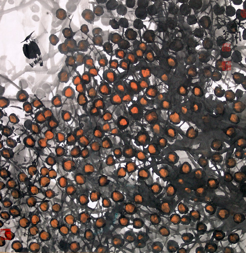 秋闹-黄保健08年4月-68x68cm 秋闹-黄保健08年4月-68x68cm