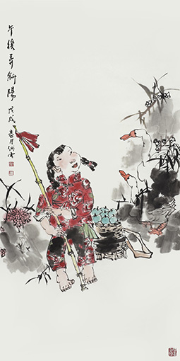 作品名称：《午后弄斜阳》作品尺寸：68x136cm售价：6万