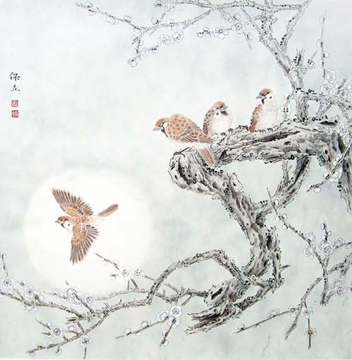 《月明惊飞鸟》规格：65x65cm