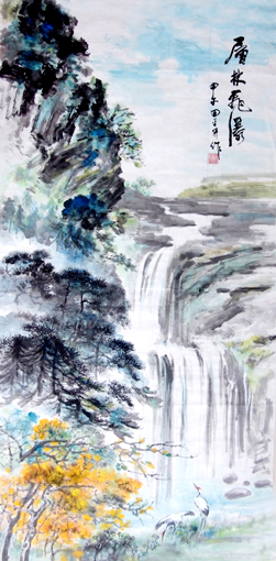 《层林飞瀑》